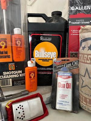 TARGET STAND, SHOTGUN CLEANING KIT, LEAD, PISTOL POWDER
