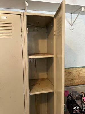 A SECTION OF 3 SCHOOL LOCKERS SLIGHTLY MODIFIED