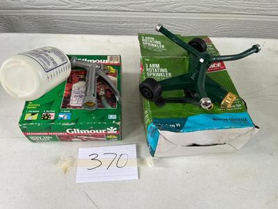 3-Arm Rotating Sprinkler and Gilmour Hose End Sprayer