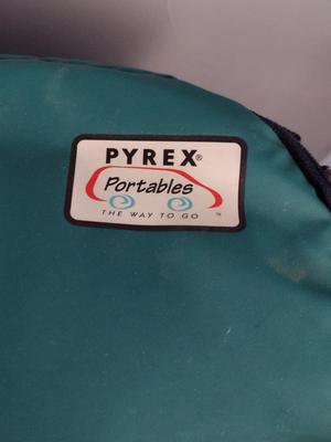 Three Sets of Pyrex Portables Glass Baking Dishes with Lids and Insulated Carry Cases