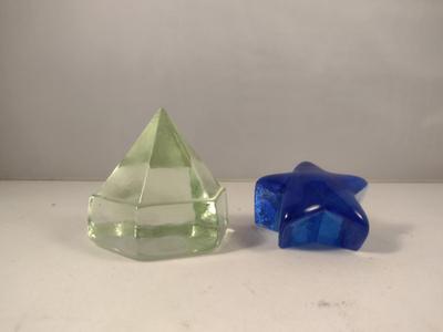 Pair of Glass Paperweights- Star and Diamond Shaped Deck Prism Light