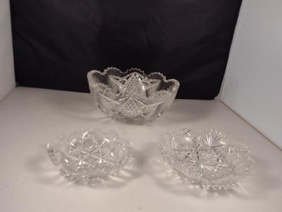 Three Cut Glass Bowls