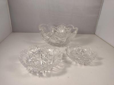 Three Cut Glass Bowls
