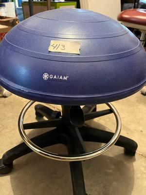 Gaiam Blue Rolling Adjustable Stool