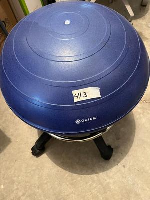 Gaiam Blue Rolling Adjustable Stool