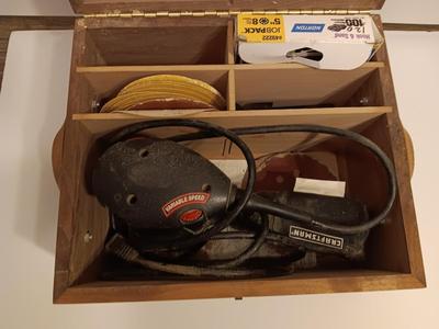 Craftsman 5" VS Random Orbit Sander in Beautiful Custom-made wooden storage box