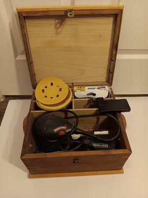 Craftsman 5" VS Random Orbit Sander in Beautiful Custom-made wooden storage box