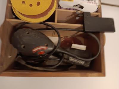 Craftsman 5" VS Random Orbit Sander in Beautiful Custom-made wooden storage box