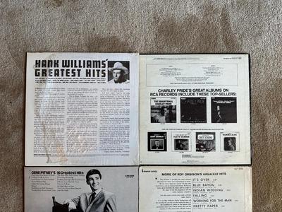 HANK WILLIAMS, CHARLIE PRIDE AND OTHER VINYL RECORDS