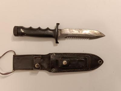 Original Explorer Wilderness 440 Japanese survival knife with new 6" sharpening stone