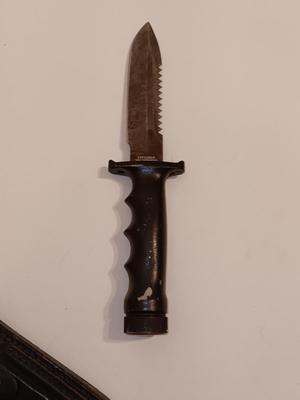Original Explorer Wilderness 440 Japanese survival knife with new 6" sharpening stone