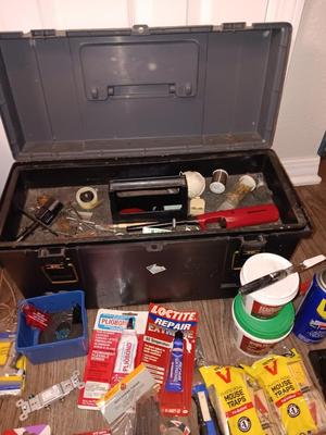Master Mechanic box full of home hardware and House needs