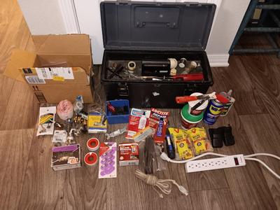 Master Mechanic box full of home hardware and House needs
