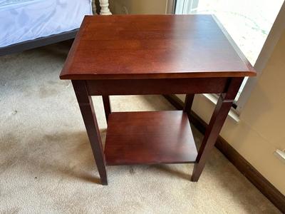 COAT RACK, 2 TIER SIDE TABLE AND 2 PICTURES