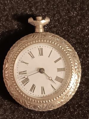 Antique Silver colored pocket watch for parts or repair