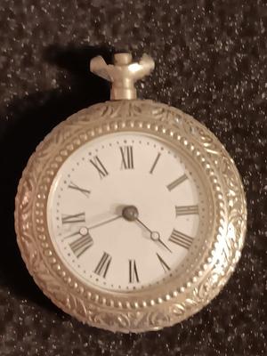 Antique Silver colored pocket watch for parts or repair
