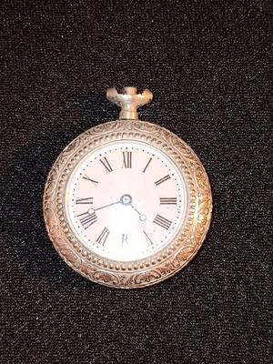 Antique Silver colored pocket watch for parts or repair