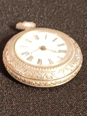 Antique Silver colored pocket watch for parts or repair