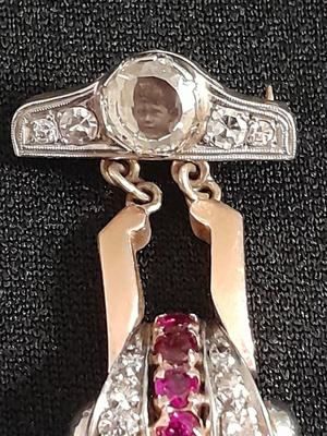 Antique RELIDE Non-Magnetic Lapel Watch with gemstones BLING RETRO beauty rubies & Diamonds