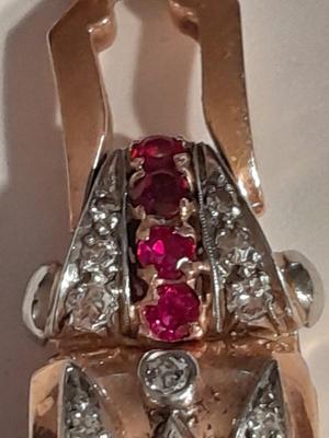Antique RELIDE Non-Magnetic Lapel Watch with gemstones BLING RETRO beauty rubies & Diamonds