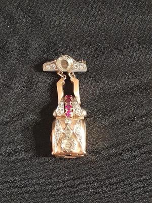 Antique RELIDE Non-Magnetic Lapel Watch with gemstones BLING RETRO beauty rubies & Diamonds