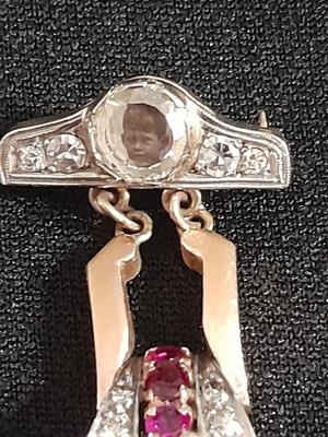 Antique RELIDE Non-Magnetic Lapel Watch with gemstones BLING RETRO beauty rubies & Diamonds