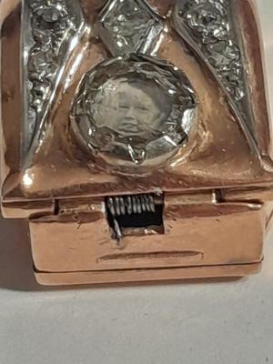Antique RELIDE Non-Magnetic Lapel Watch with gemstones BLING RETRO beauty rubies & Diamonds