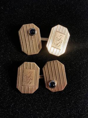 Vintage 14k Gold Art Deco cuff links Initials "JB"