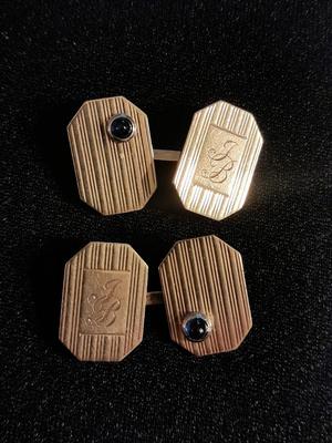 Vintage 14k Gold Art Deco cuff links Initials "JB"