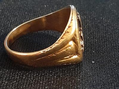 14k signet ring with diamond "JD" Initials