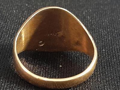 14k signet ring with diamond "JD" Initials