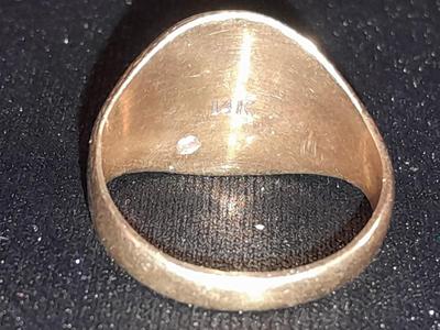 14k signet ring with diamond "JD" Initials