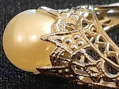 RARE 18K White Gold Filigree Art Deco Pearl Ring 1920s