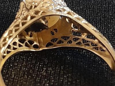 RARE 18K White Gold Filigree Art Deco Pearl Ring 1920s