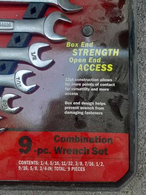 9-piece Craftsman combination wrench set -