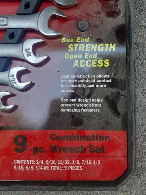 9-piece Craftsman combination wrench set -