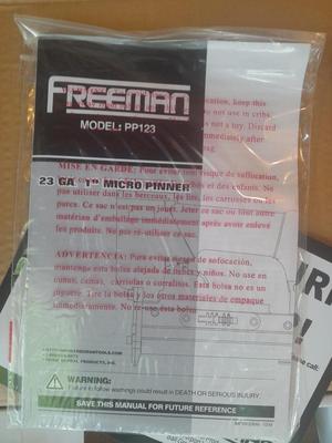 Brand new - Professional Freeman 23 Ga. Micro pinner