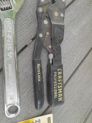 Grouping of hand tools - Craftsman professional auto lock plyers - Dewalt - and more
