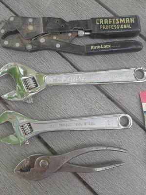 Grouping of hand tools - Craftsman professional auto lock plyers - Dewalt - and more