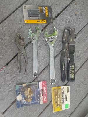 Grouping of hand tools - Craftsman professional auto lock plyers - Dewalt - and more