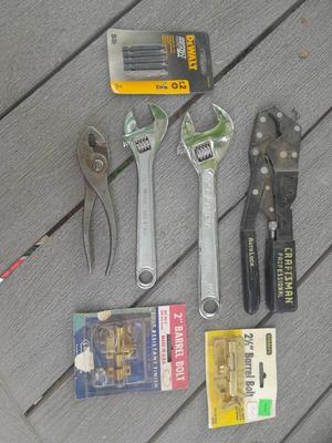 Grouping of hand tools - Craftsman professional auto lock plyers - Dewalt - and more