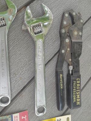 Grouping of hand tools - Craftsman professional auto lock plyers - Dewalt - and more