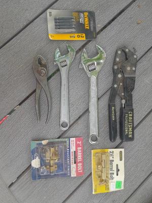 Grouping of hand tools - Craftsman professional auto lock plyers - Dewalt - and more