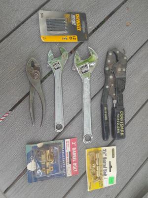 Grouping of hand tools - Craftsman professional auto lock plyers - Dewalt - and more