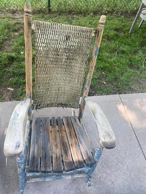 ANTIQUE WICKER AND WOOD ROCKING CHAIRS