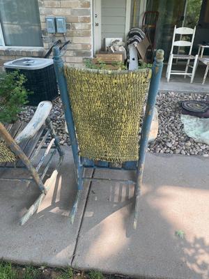 ANTIQUE WICKER AND WOOD ROCKING CHAIRS