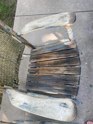 ANTIQUE WICKER AND WOOD ROCKING CHAIRS