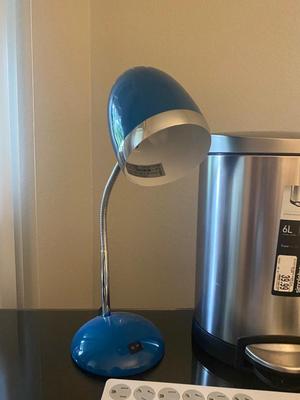 New Simple Human 1.6 Gal Trash Can, Desk Lamp Crock of Writing Instruments, and More