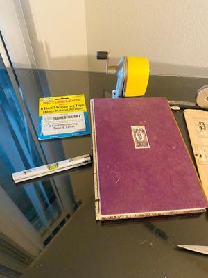 A Different Assortment of Office Needs - rolling cutter - vintage tape measure - and more
