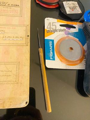 A Different Assortment of Office Needs - rolling cutter - vintage tape measure - and more